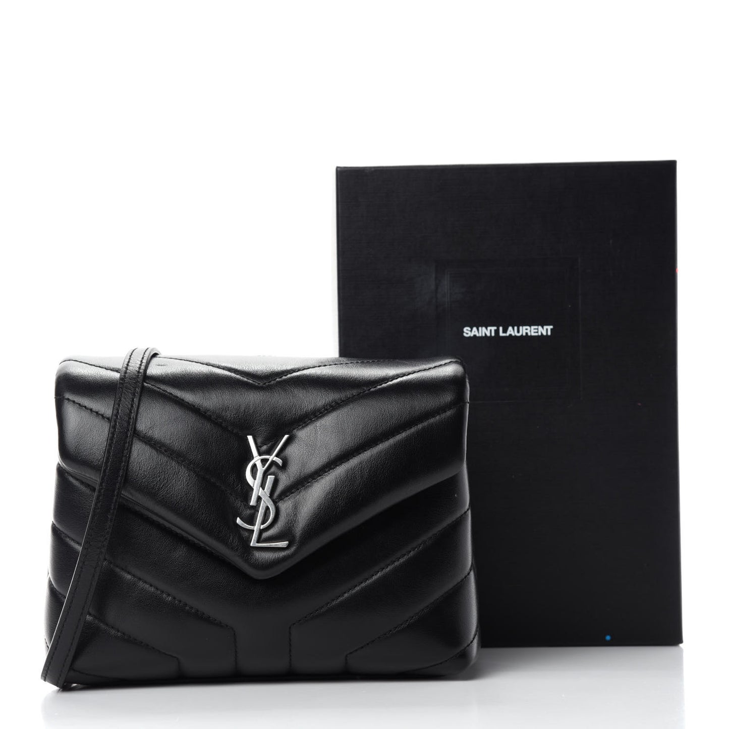 Calfskin Y Quilted Monogram Toy Loulou Crossbody Bag Black