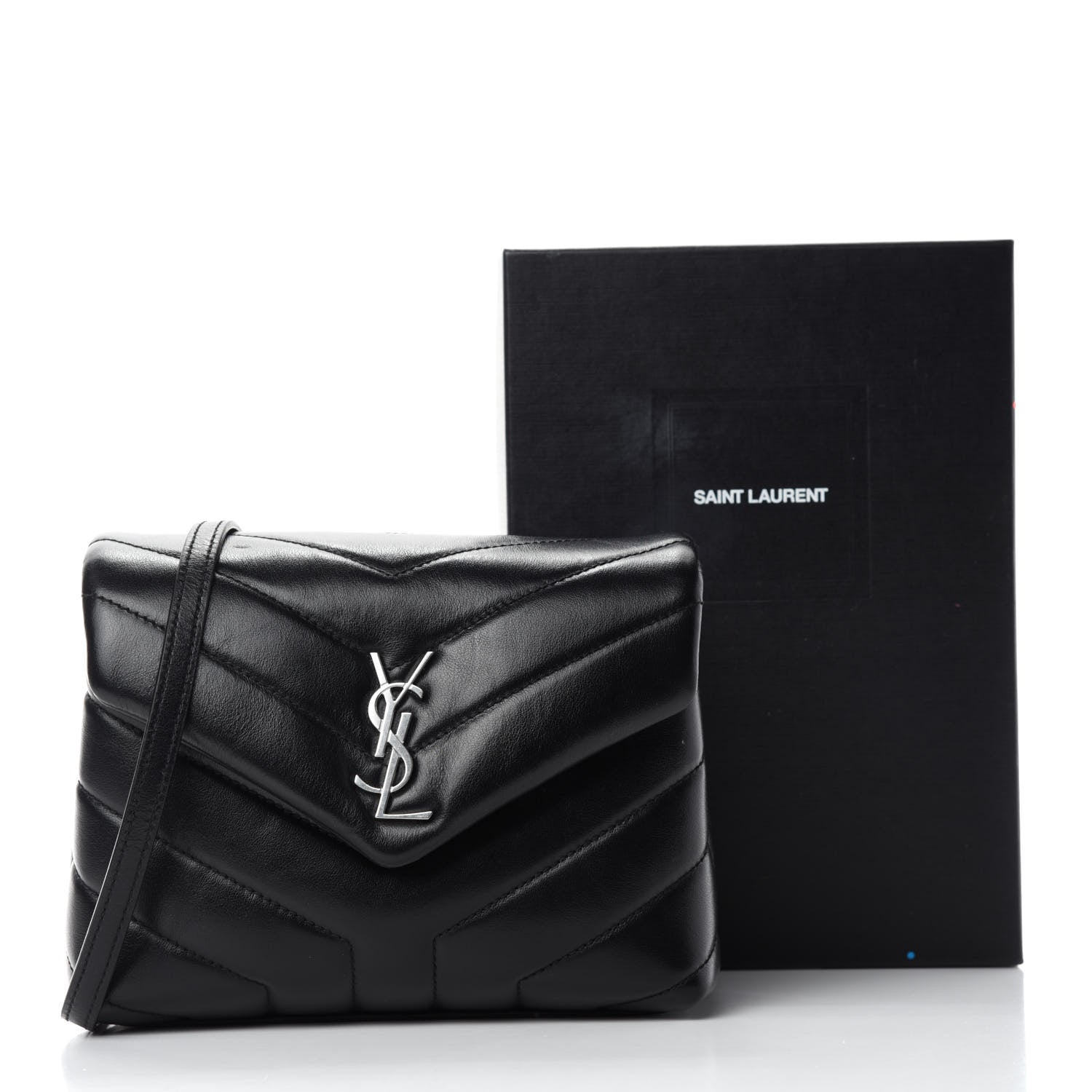 Saint Laurent Calfskin Y Quilted Monogram Toy Loulou Crossbody Bag Black 13 of 13