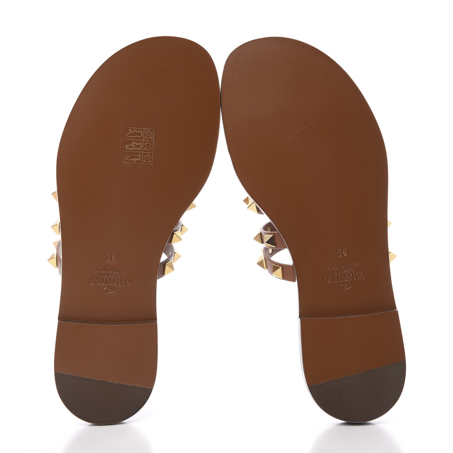 Calfskin Rockstud Flair Flat Thong Sandals 35 Selleria