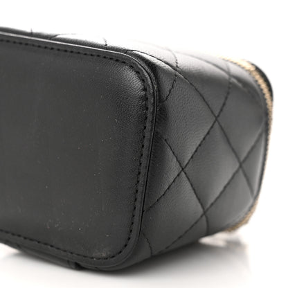 Chanel Lambskin Quilted Top Handle Mini Vanity Case With Chain Black 10 of 10
