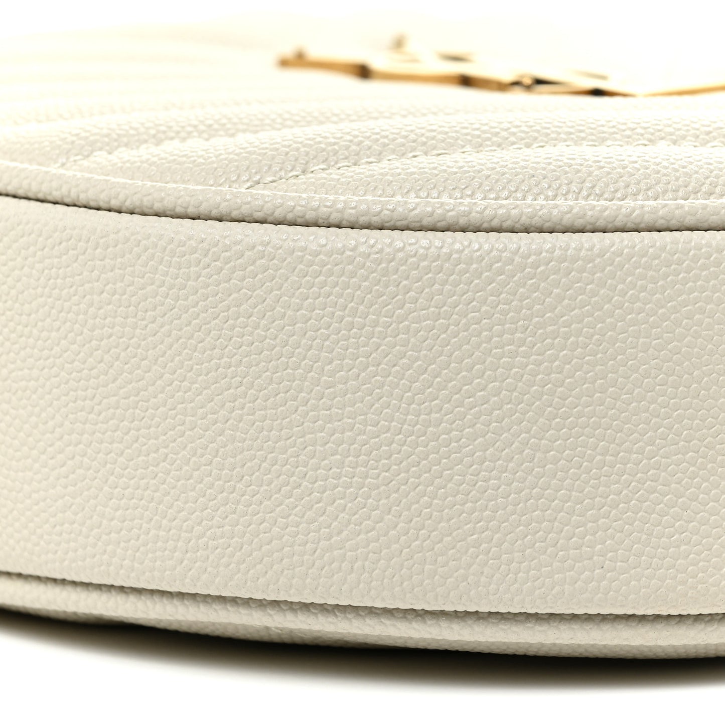 Grain De Poudre Matelasse Chevron Quilted Round Vinyle Camera Bag Blanc Vintage