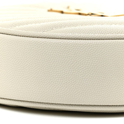 Saint Laurent Grain De Poudre Matelasse Chevron Quilted Round Vinyle Camera Bag Blanc Vintage 8 of 11