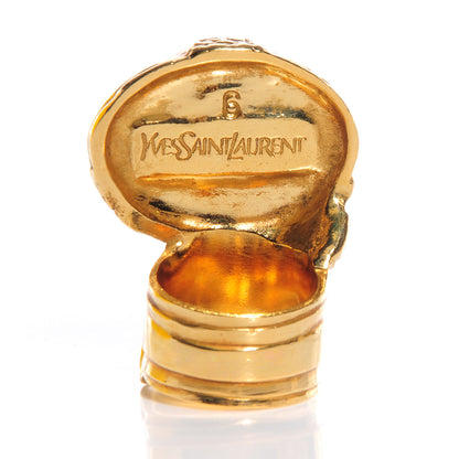 Saint Laurent Glass Cabochon Arty Ovale Ring 6 Gold Lapis 4 of 4