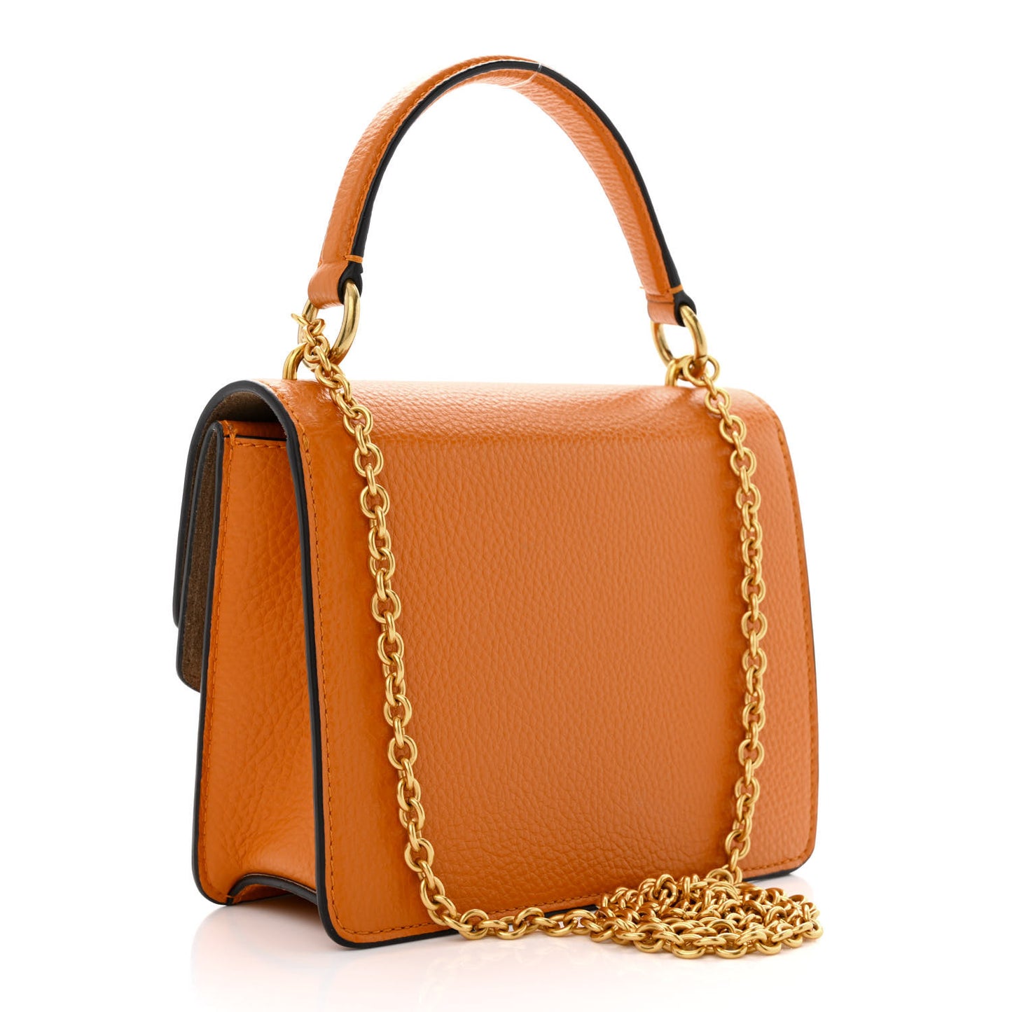 Small Classic Grain Small Harlow Chain Satchel Orange