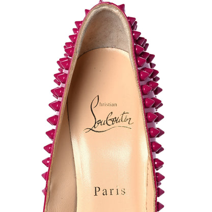 Christian Louboutin Patent Yolanda Spikes 120 Pumps 37 Grenadine 7 of 8