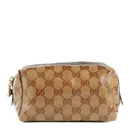 Gucci Crystal Monogram Duchessa Cosmetic Case Dark Brown 1 of 7