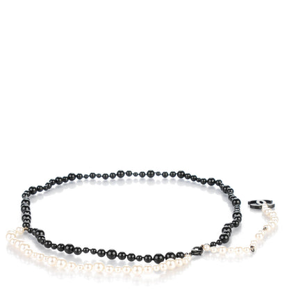 Chanel Pearl Beaded CC Double Strand Belt Black White 1 of 4