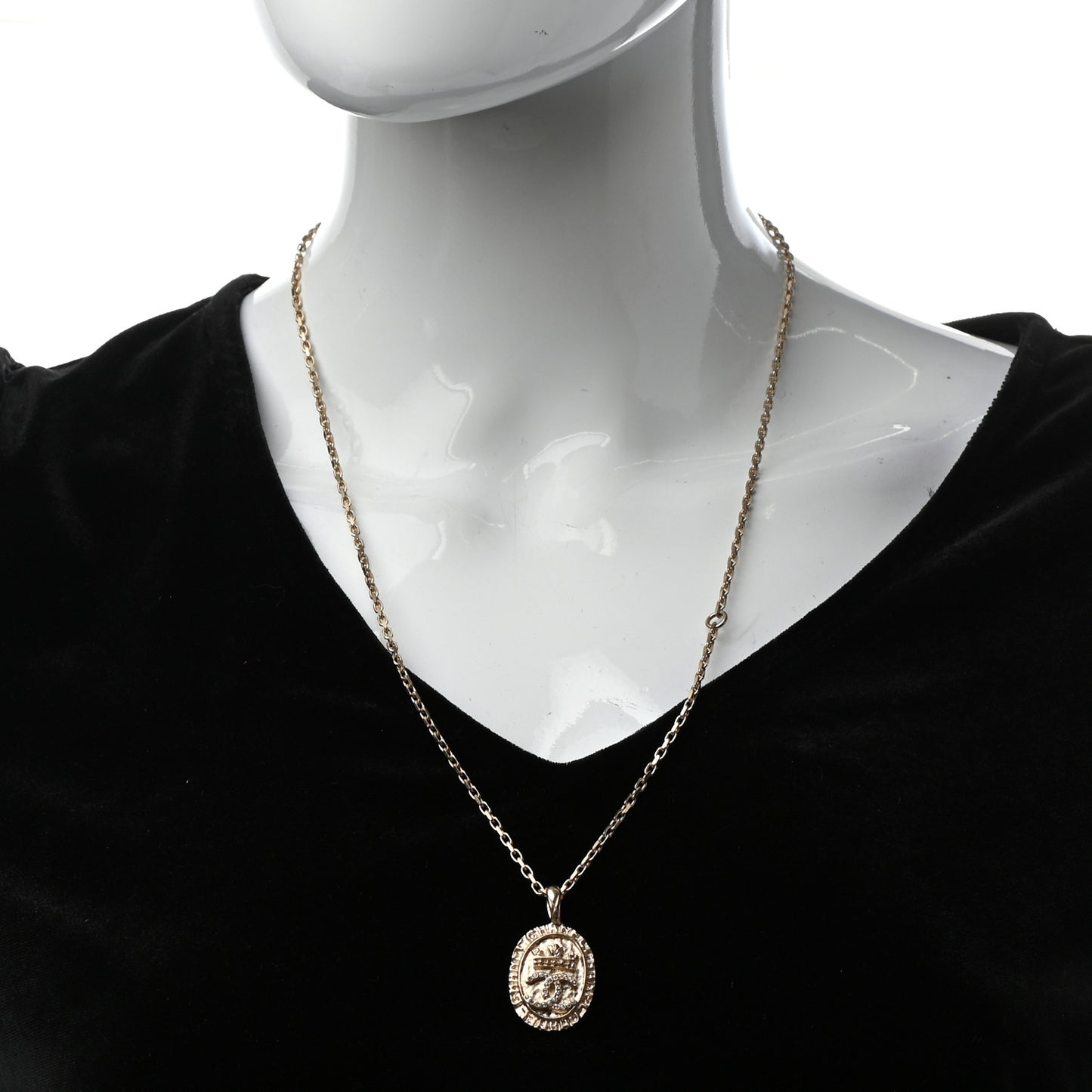 Crystal CC Pendant Necklace Gold