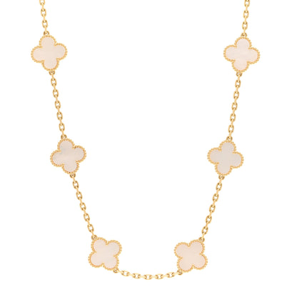 Van Cleef & Arpels 18K Yellow Gold Mother of Pearl 10 Motifs Vintage Alhambra Necklace 1 of 5
