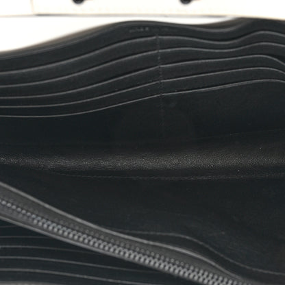 Saint Laurent Grain De Poudre Square Dot Print Monogram Chain Wallet White Matte Black 7 of 13