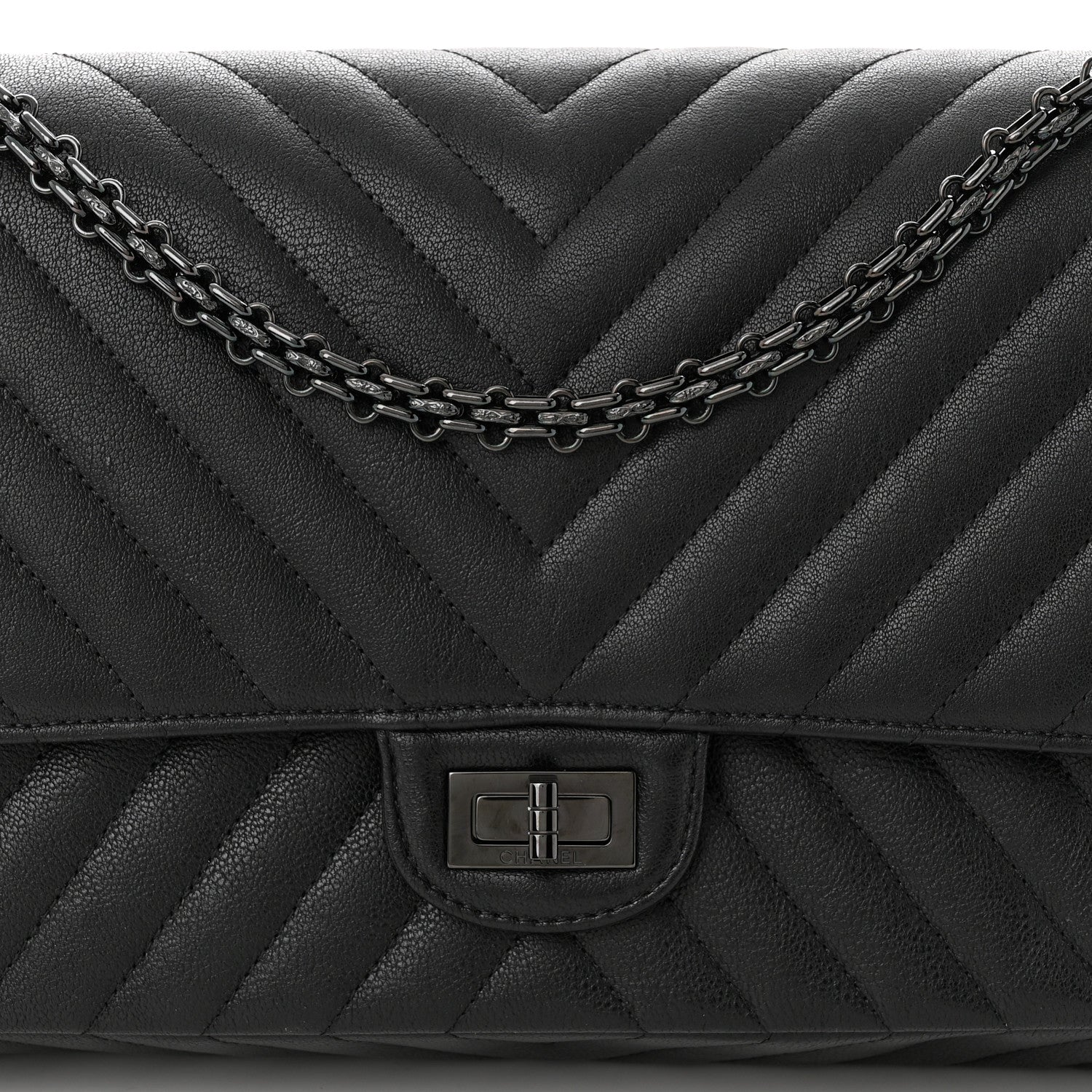 Chanel Sheepskin Chevron Quilted 2.55 Reissue 226 Flap So Black 8 of 12