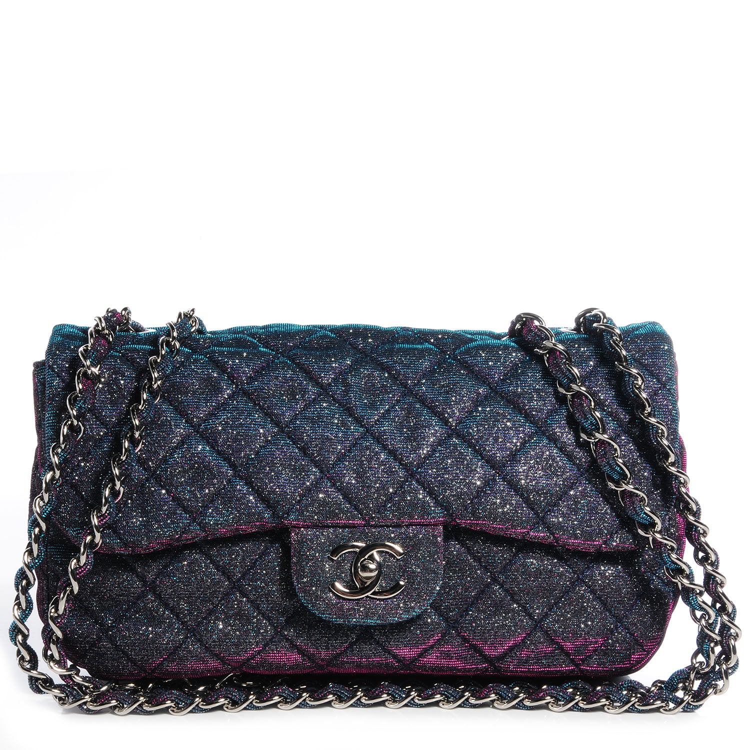 Chanel Iridescent Glitter Fabric Jumbo Single Flap Multicolor 1 of 9