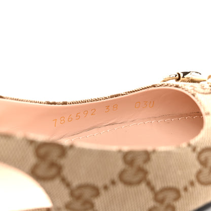 Gucci Monogram Horsebit Womens Slingback Ballet Flat 38 Beige Ebony Cocoa 9 of 12