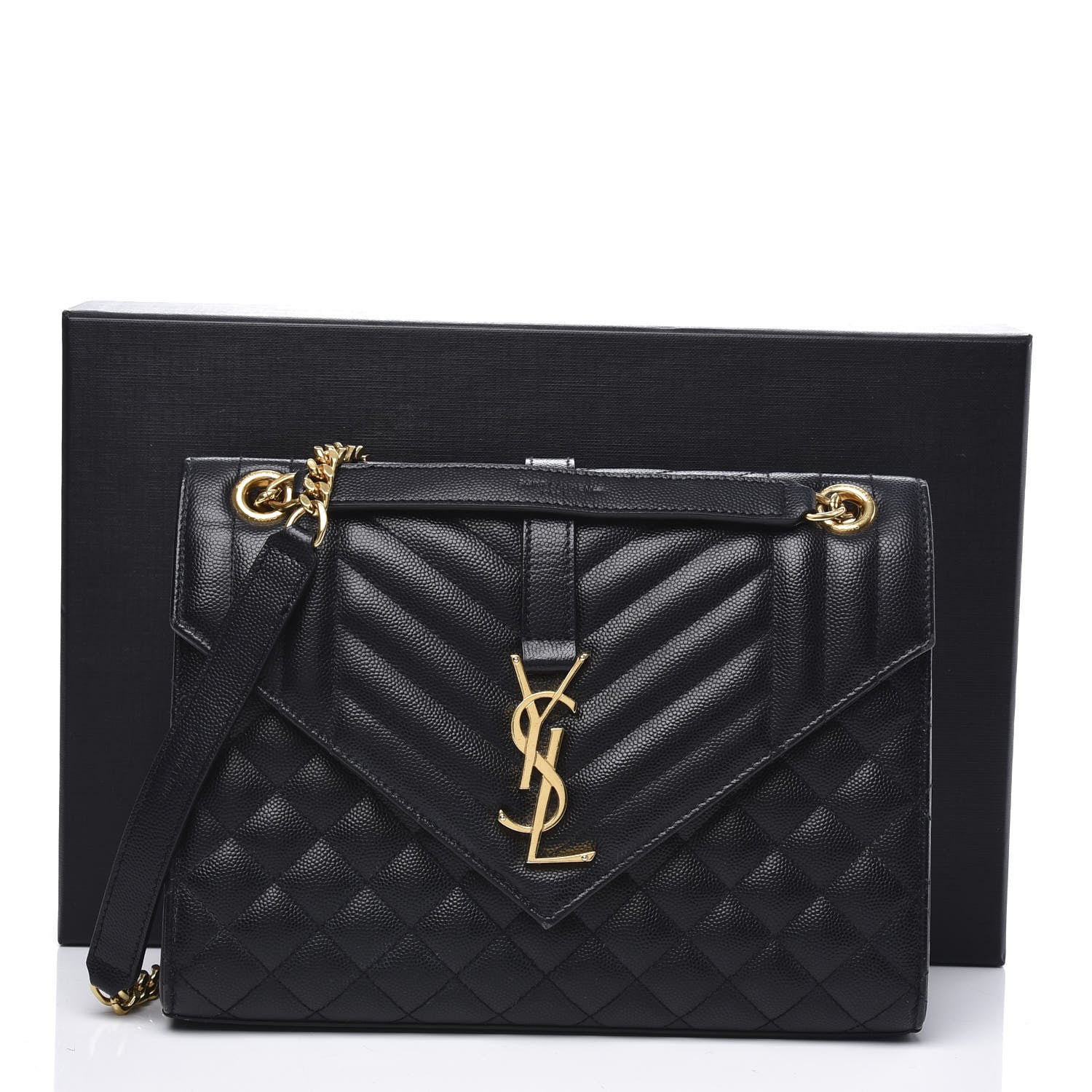 Saint Laurent Grain De Poudre Textured Mixed Matelasse Triquilt Medium Monogram Satchel Black 10 of 10