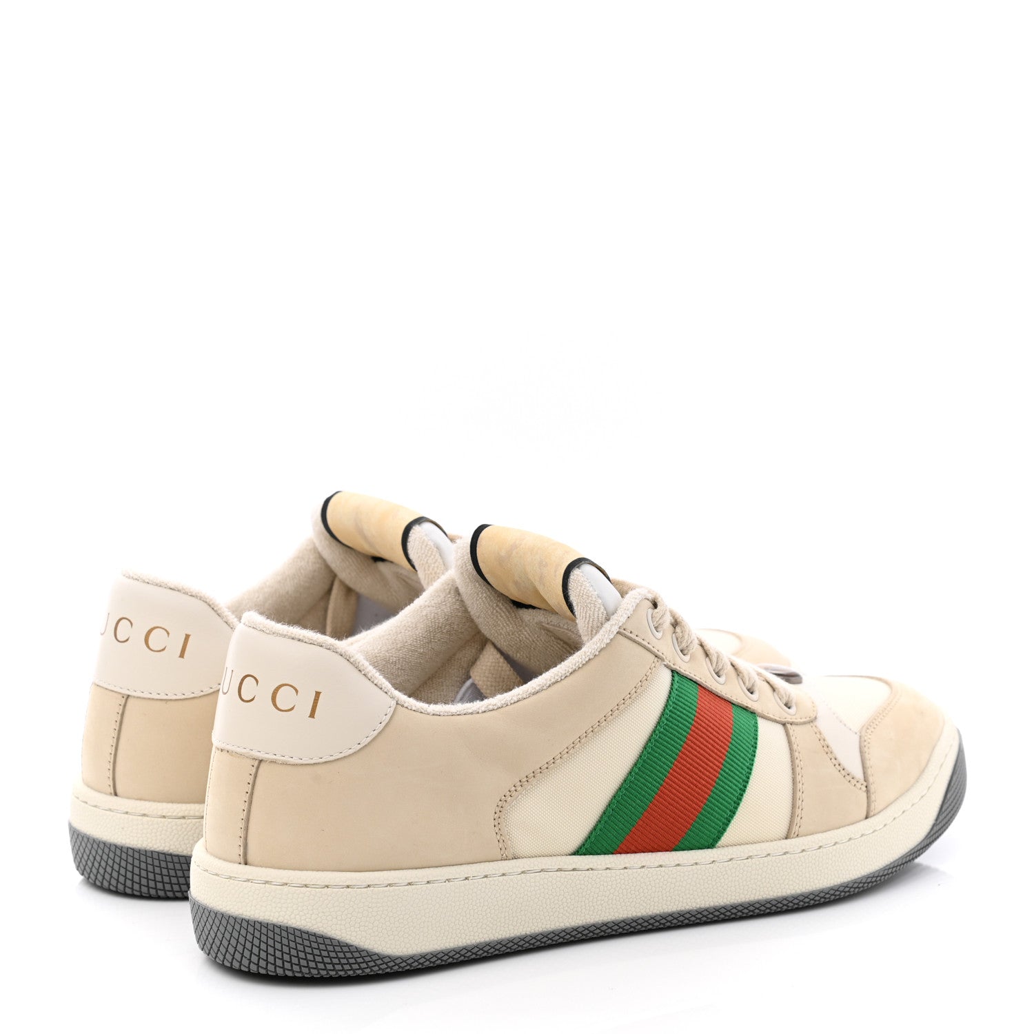 Gucci Nylon Nubuck Web Womens Screener Sneakers 39 Mystic White Dusty Milk 4 of 9