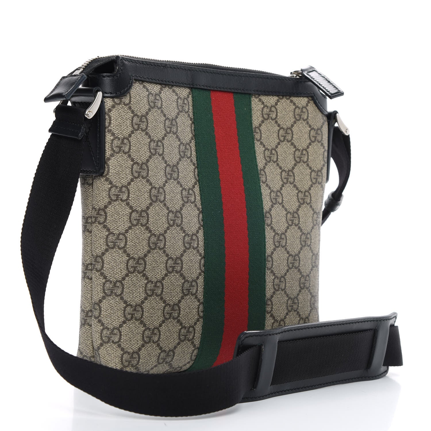 Gucci GG Supreme Monogram Web Messenger Bag Black 3 of 15