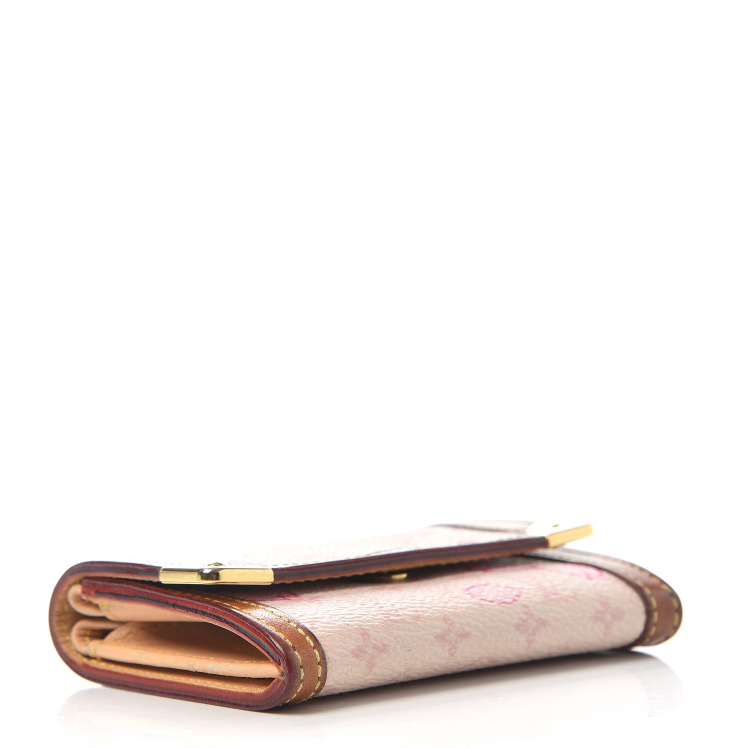 Louis Vuitton Monogram Cherry Blossom Porte-Monnaie Plat Coin Purse Pink 4 of 6