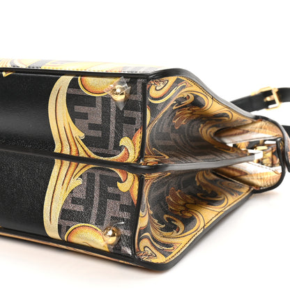 Fendi X VERSACE Vitello Seta Nappa Fendace FF Baroque Medium Peekaboo I SEE U Satchel Tobacco Black Gold 10 of 10