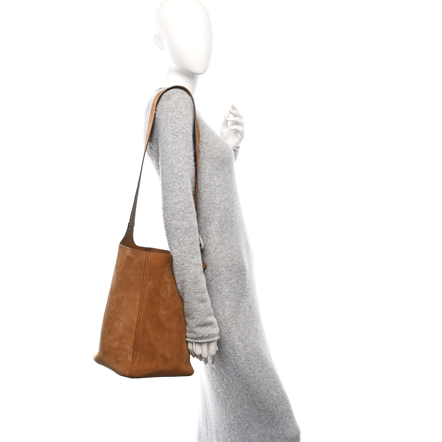 Loewe Suede Calfskin Medium Pebble Bucket Bag Tobacco 2 of 10