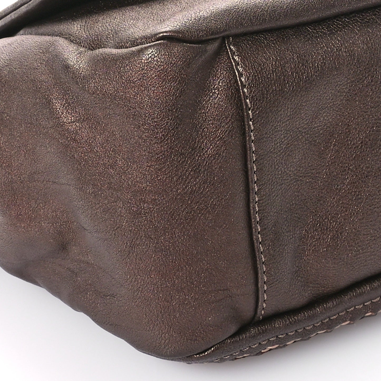 Metallic Deerskin Small Luxe Ligne Flap Bronze