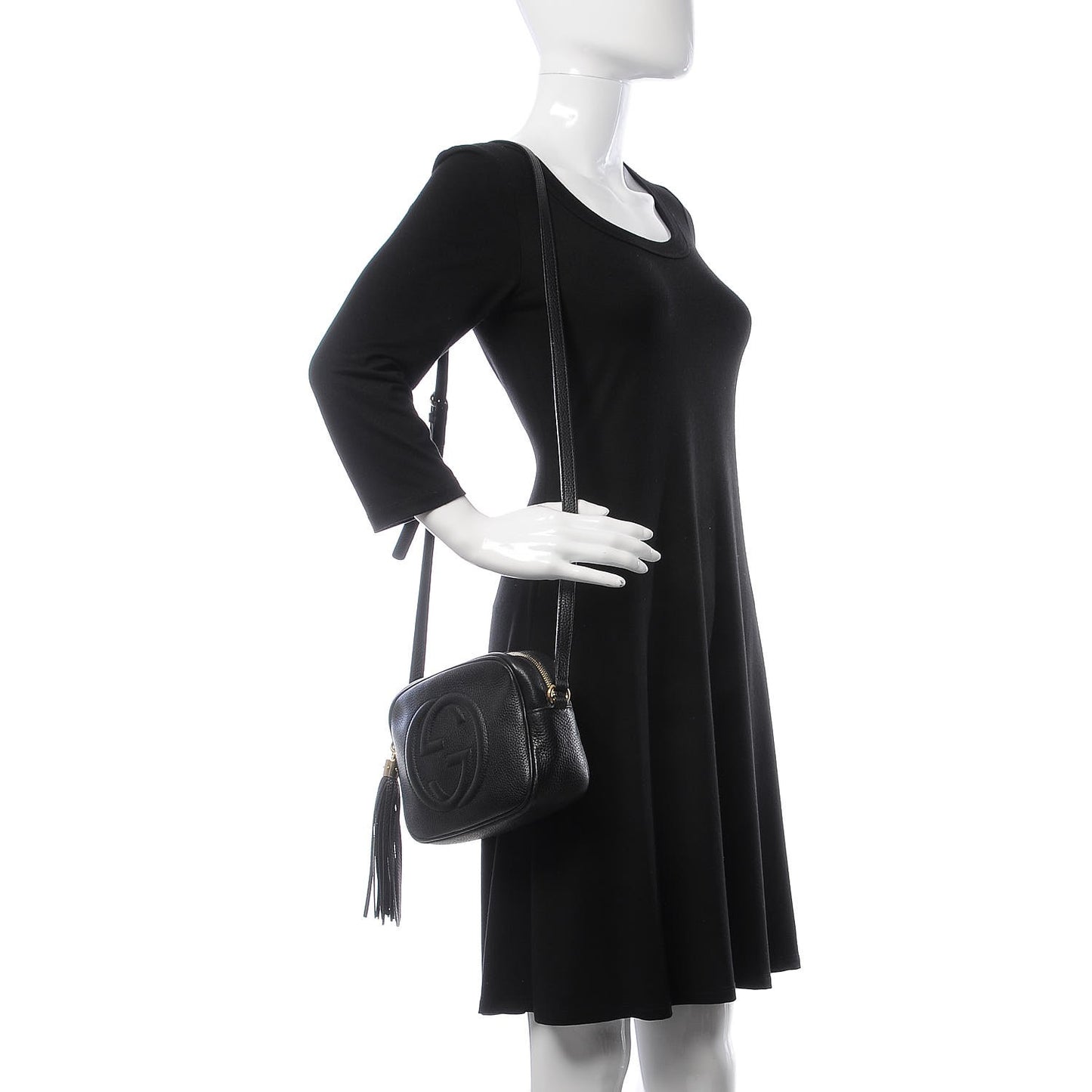 Pebbled Calfskin Small Soho Disco Bag Black
