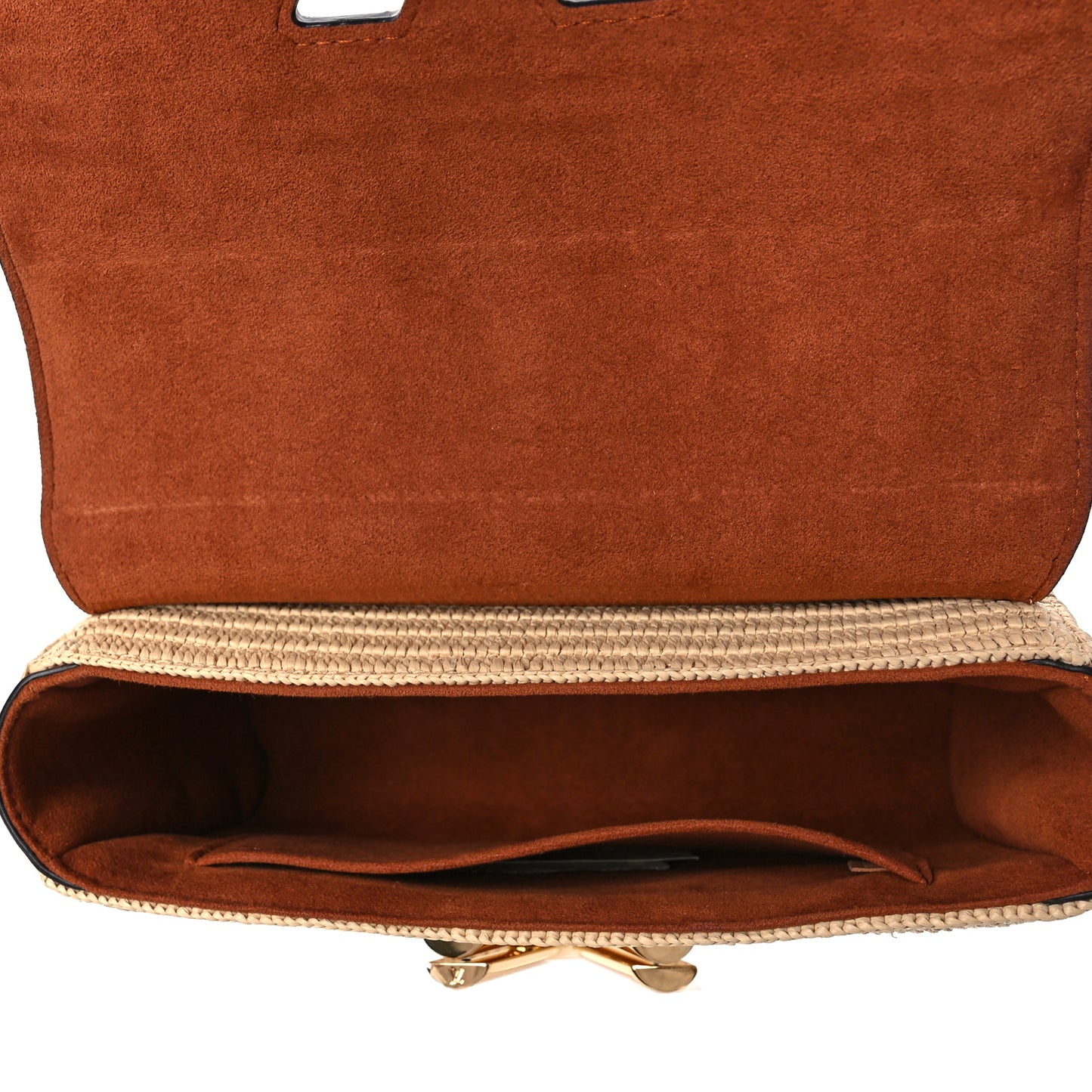 Calfskin Raffia Twist Shoulder Bag MM Caramel