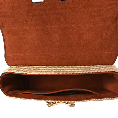 Louis Vuitton Calfskin Raffia Twist Shoulder Bag MM Caramel 6 of 9