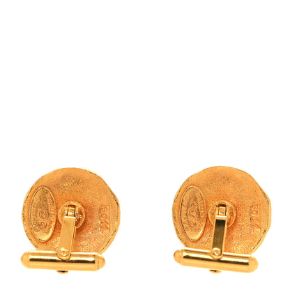 Chanel Round Lion Cufflinks Gold 3 of 4
