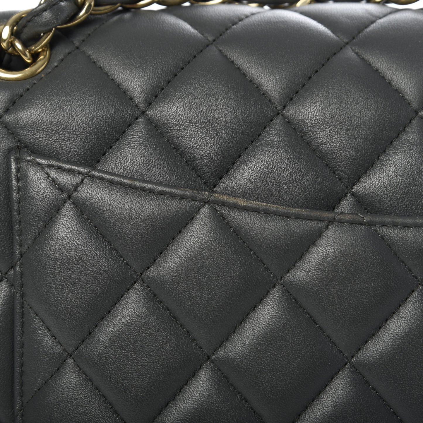 Lambskin Quilted Jumbo Double Flap Grey