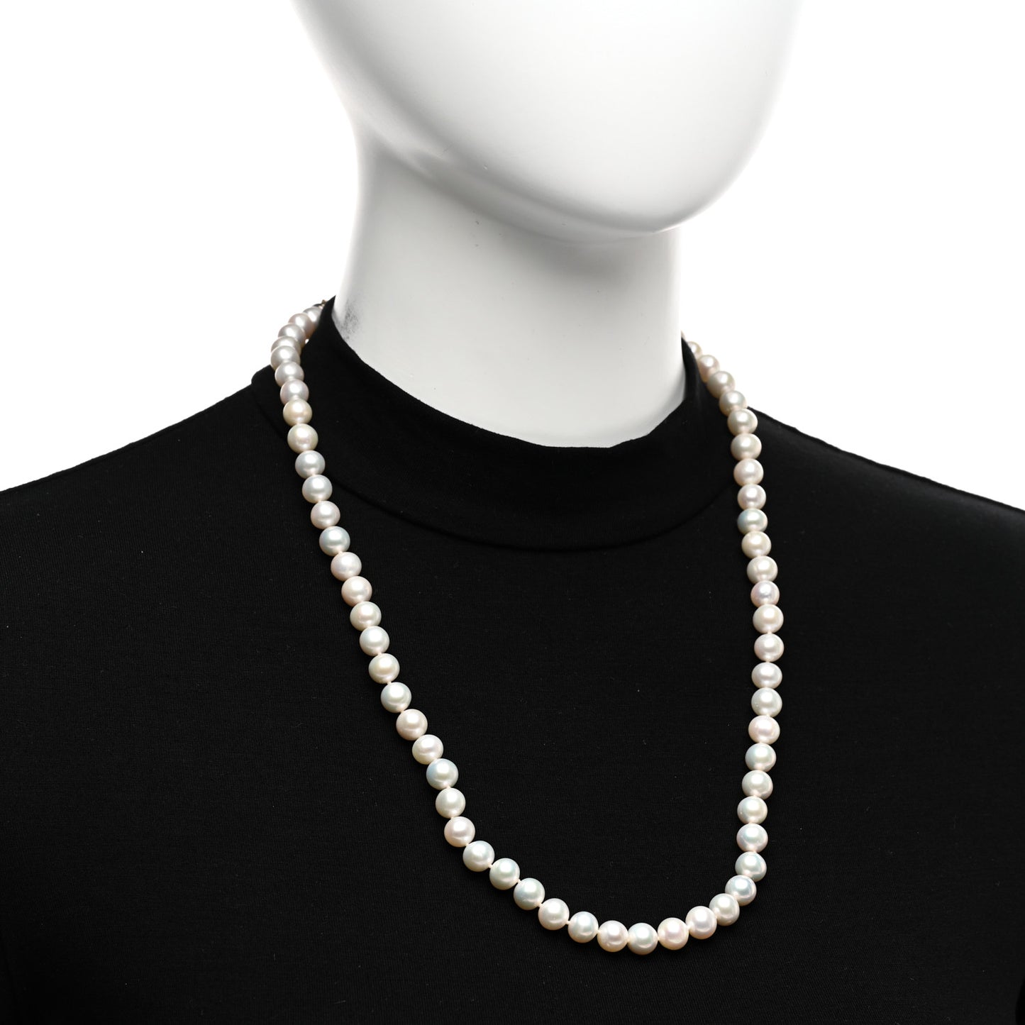 Sterling Silver Diamond Pearl 8-8.5mm Buckle Necklace