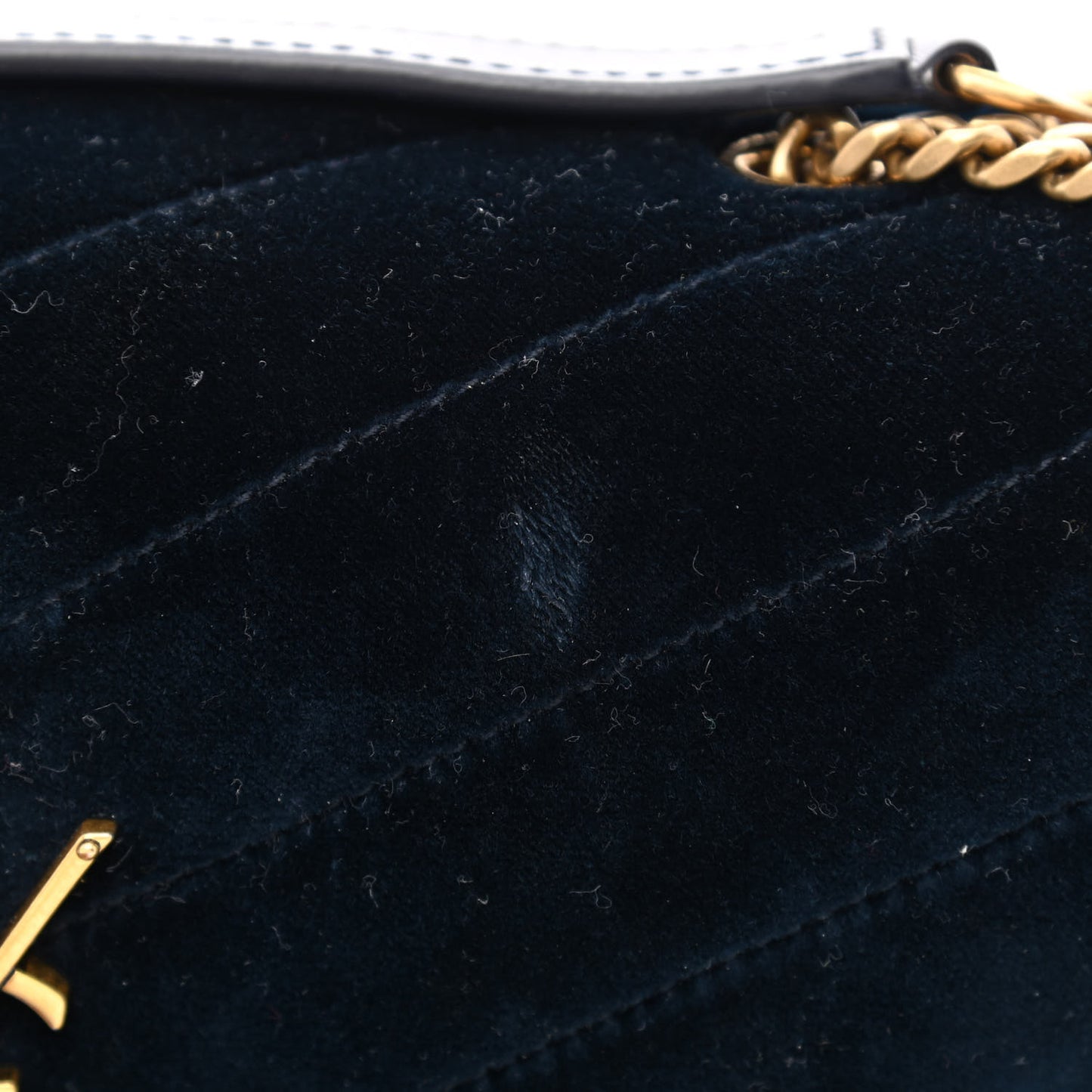 Velvet Y Quilted Monogram Small Loulou Chain Satchel Medium Blue