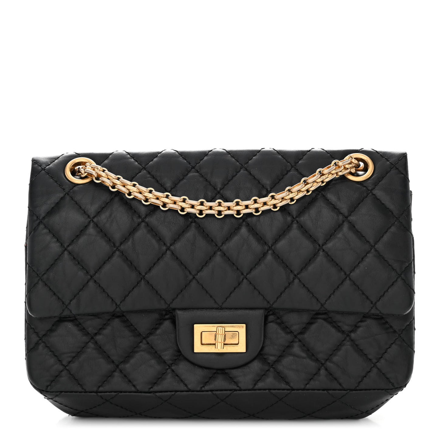 Aged Calfskin Quilted 2.55 Reissue 225 Flap Black
