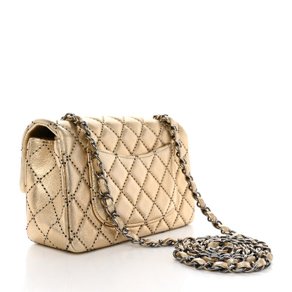 Chanel Metallic Lambskin Quilted Mini Side Stitch Rectangular Flap Gold 3 of 11
