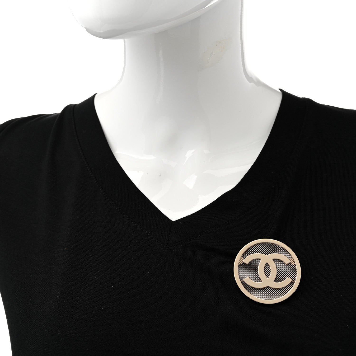 Chanel Mesh Circle CC Brooch Gold 2 of 5