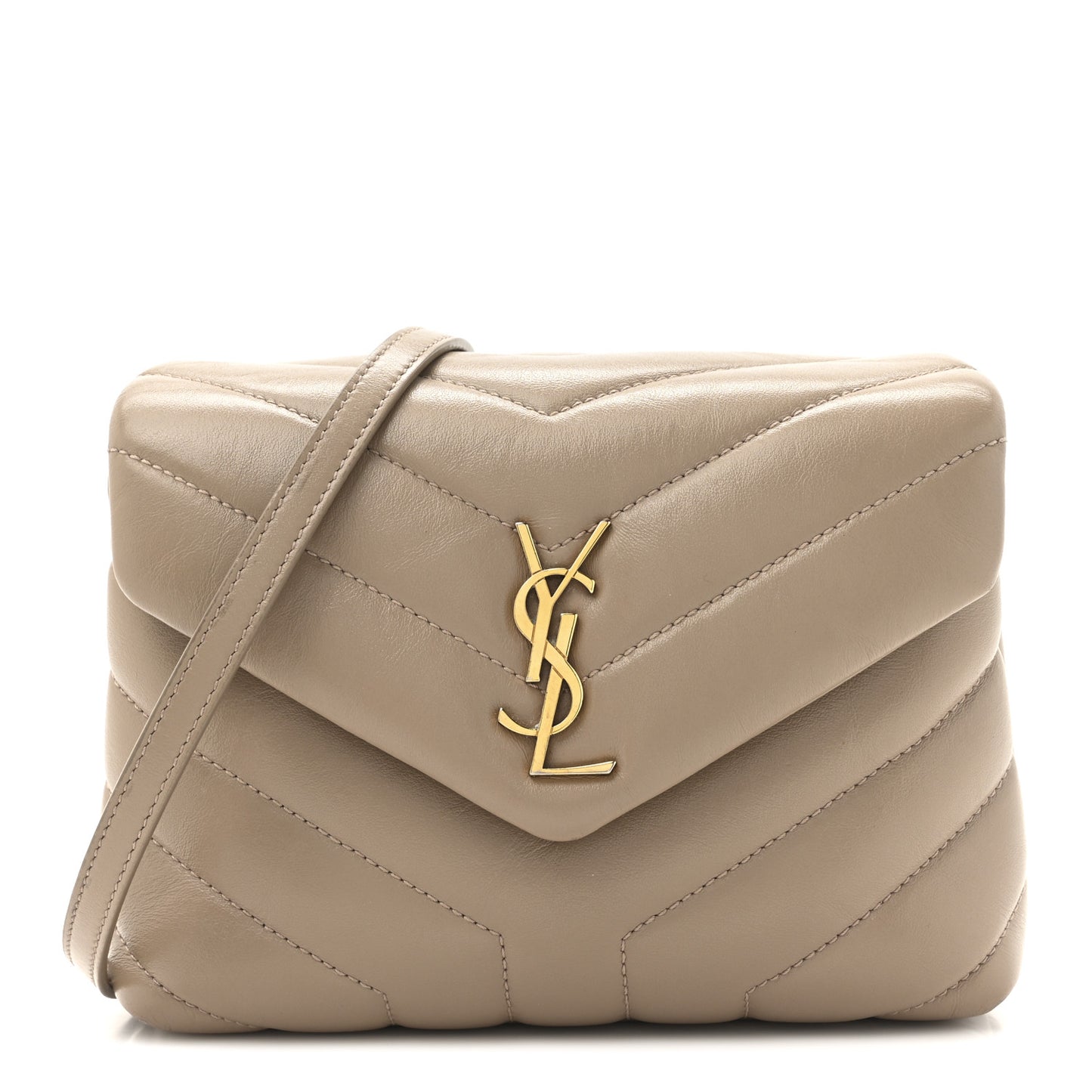 Calfskin Y Quilted Monogram Toy Loulou Crossbody Bag Dark Beige