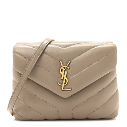 Saint Laurent Calfskin Y Quilted Monogram Toy Loulou Crossbody Bag Dark Beige 1 of 14