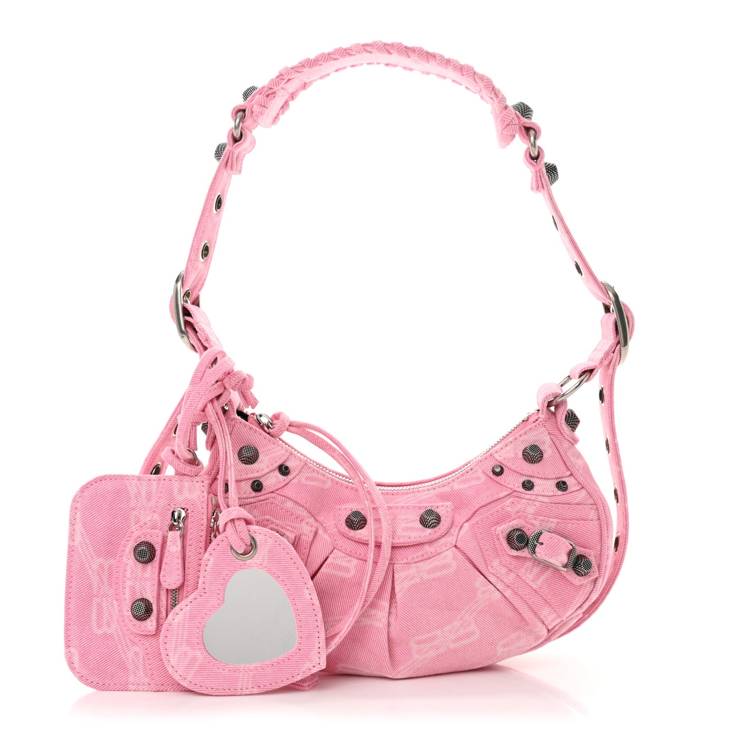 Denim BB Monogram Le Cagole Shoulder Bag XS Pink