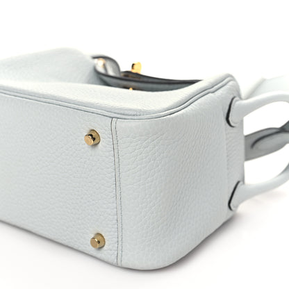 Hermes Taurillon Clemence Mini Lindy 20 Bleu Pale 10 of 11