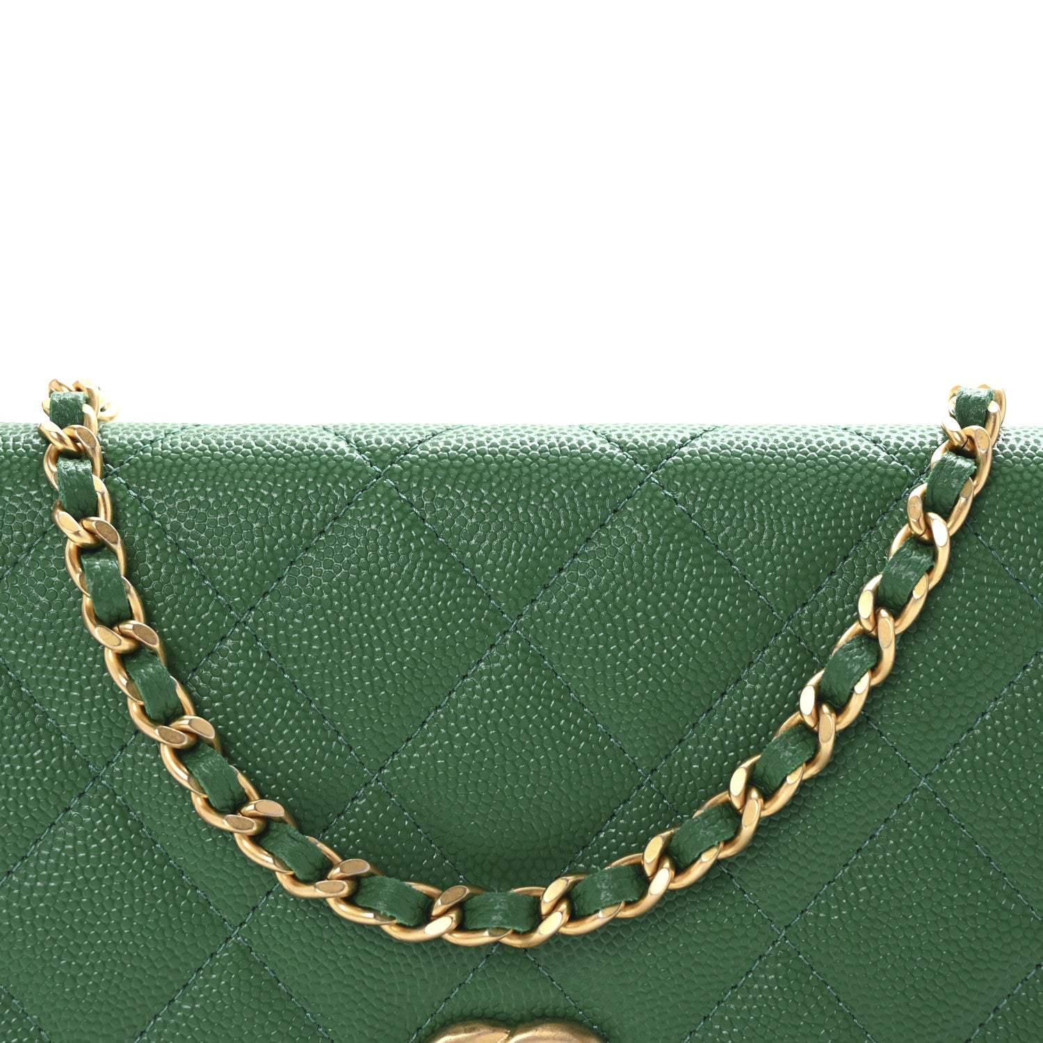 Chanel Caviar Quilted Coco Stamps Wallet On Chain WOC Green 9 of 12