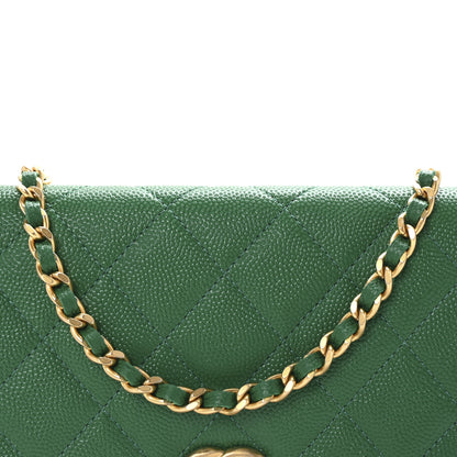 Chanel Caviar Quilted Coco Stamps Wallet On Chain WOC Green 9 of 12