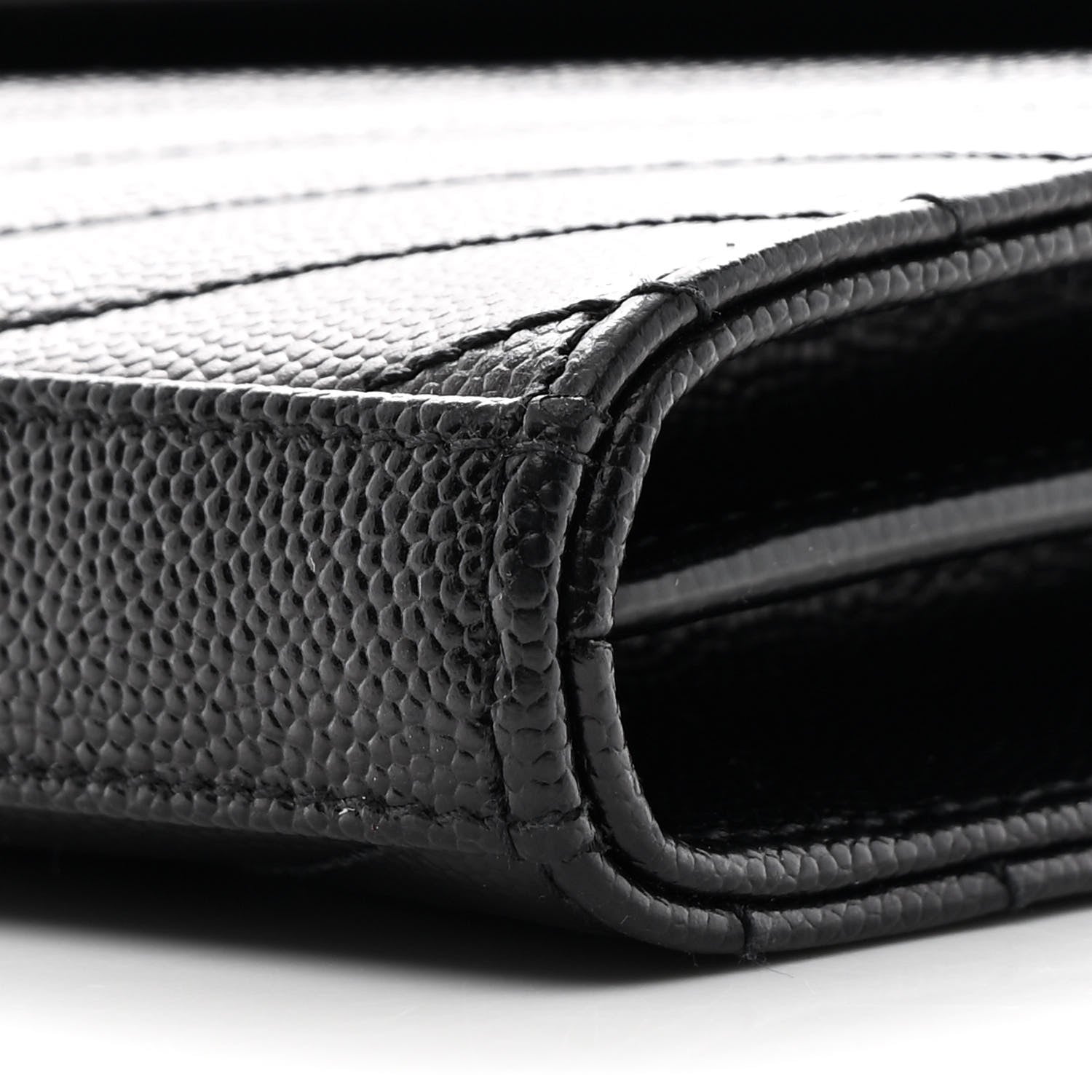 Saint Laurent Grain De Poudre Matelasse Chevron Monogram Chain Wallet Black 10 of 11