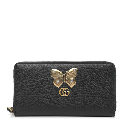 Gucci Calfskin Butterfly Zip Around Wallet Black 1 of 6