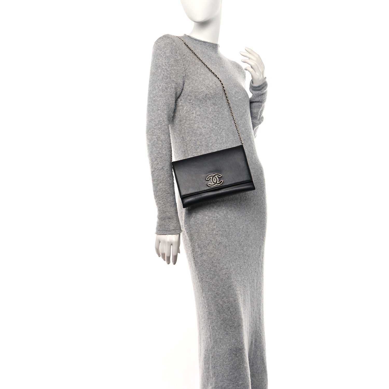 Chanel Lambskin Enamel CC Flap Clutch With Chain Black 3 of 13