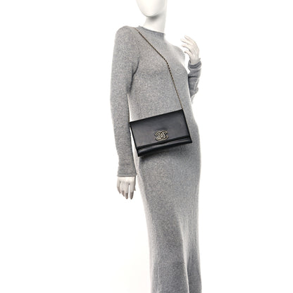 Chanel Lambskin Enamel CC Flap Clutch With Chain Black 3 of 13