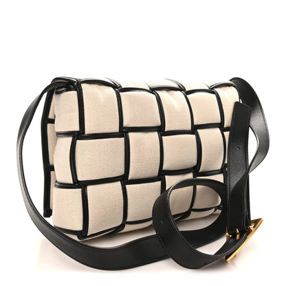 Bottega Veneta Canvas Intrecciato Padded Cassette Crossbody Bag Natural Black 3 of 9