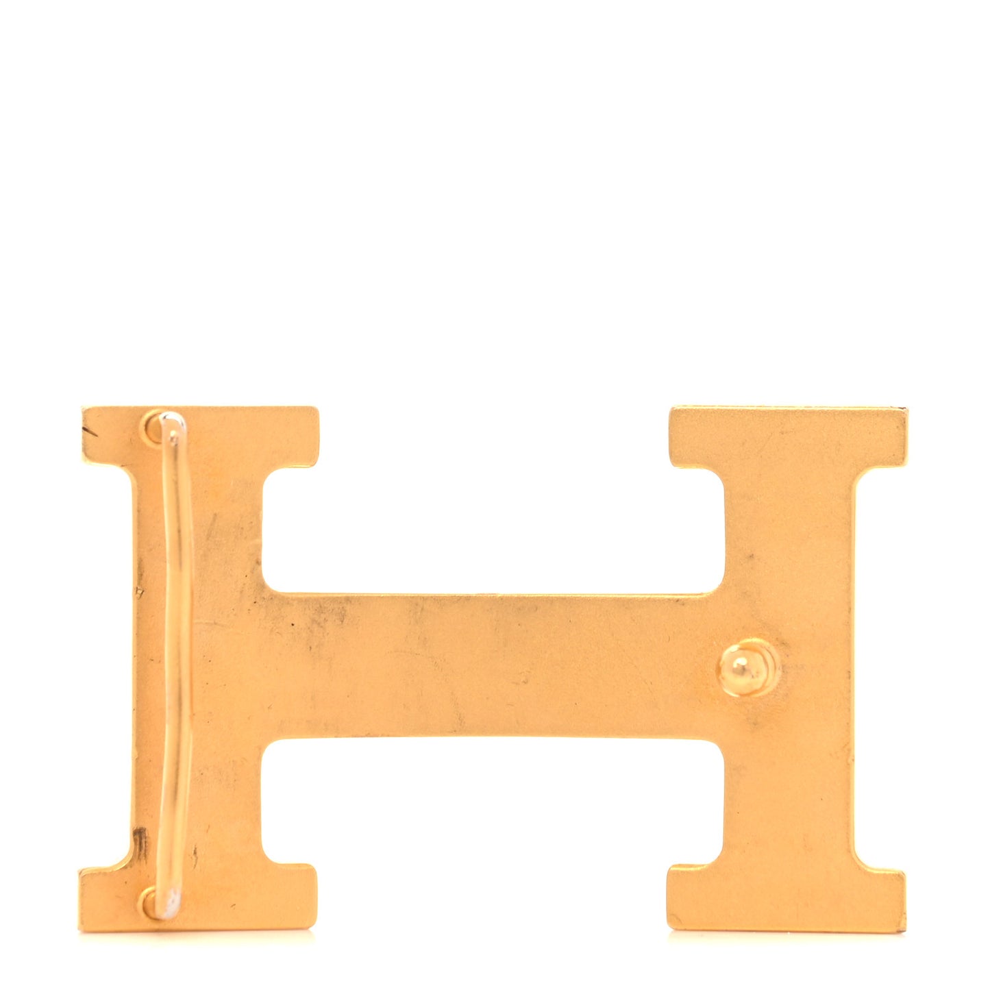 Brass Gold Plated 32mm Strie H Belt Buckle Gold