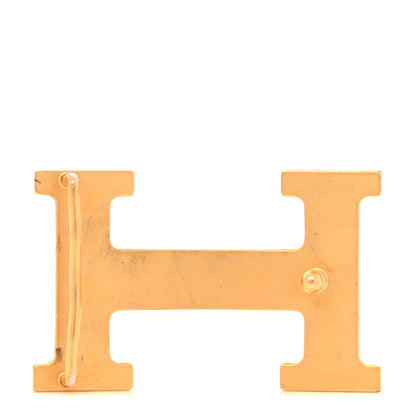 Hermes Brass Gold Plated 32mm Strie H Belt Buckle Gold 3 of 6