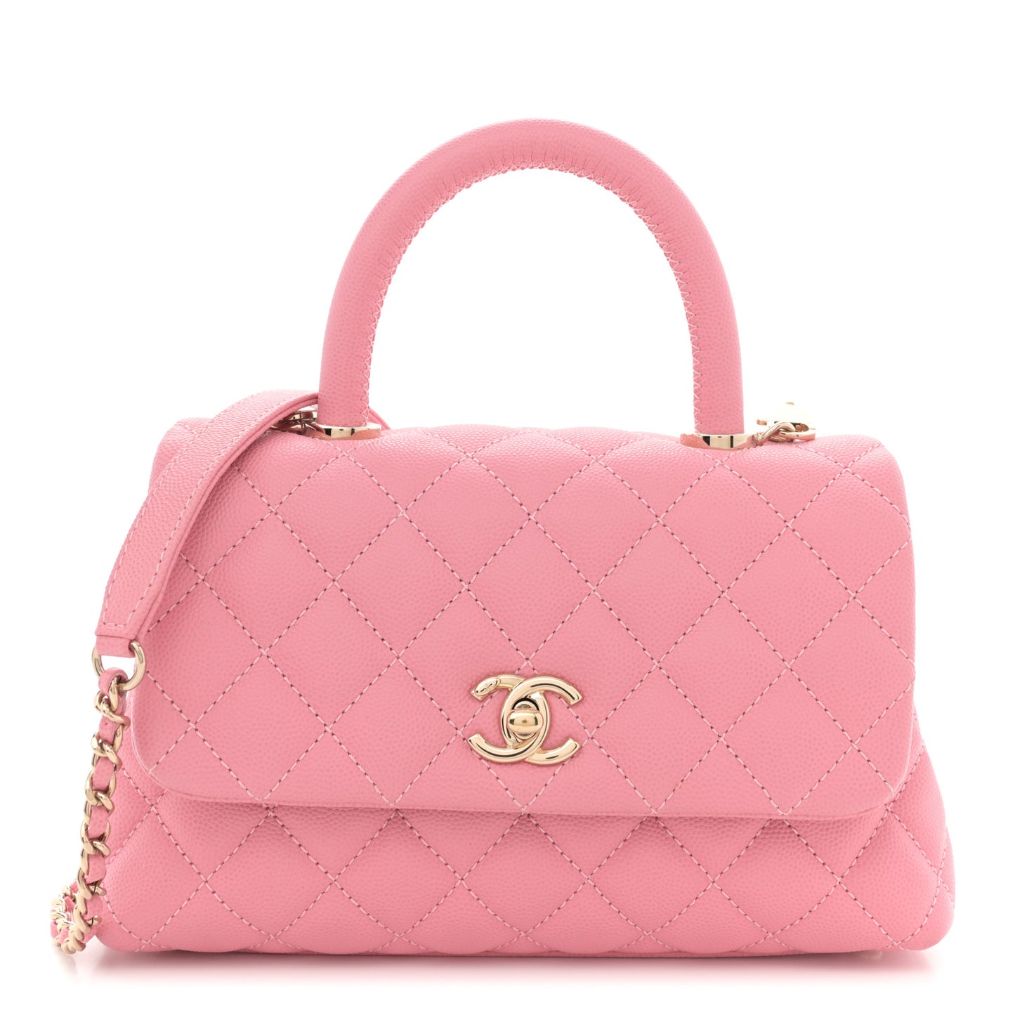 Caviar Quilted Mini Coco Handle Flap Pink