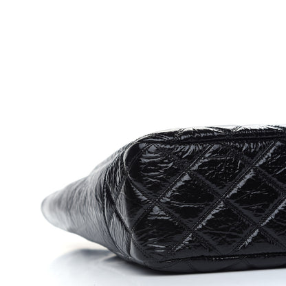 Chanel Shiny Aged Calfskin Quilted Small Shopping Bag Black 8 of 9