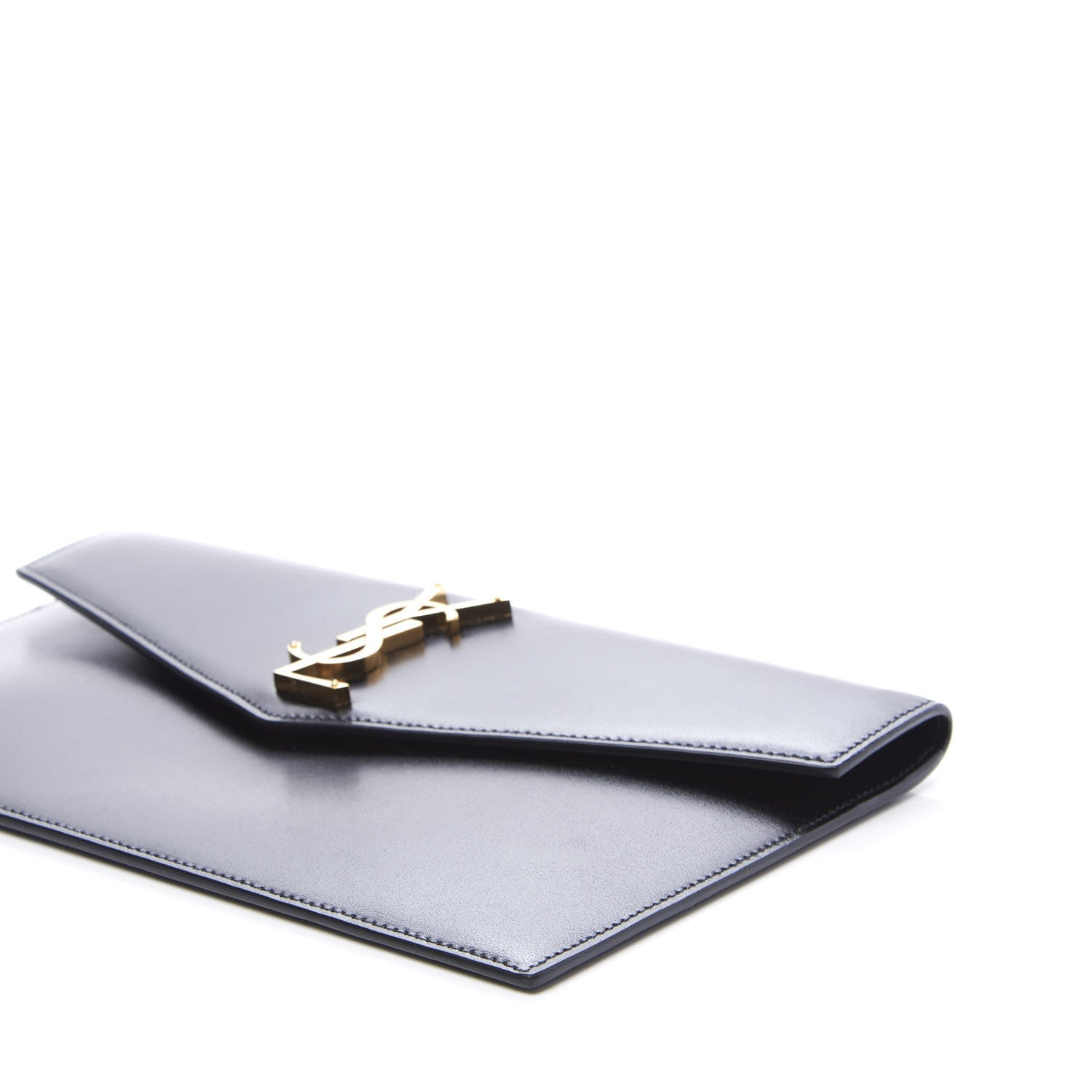 Saint Laurent Smooth Shiny Calfskin Monogram Uptown Pouch Black 6 of 10